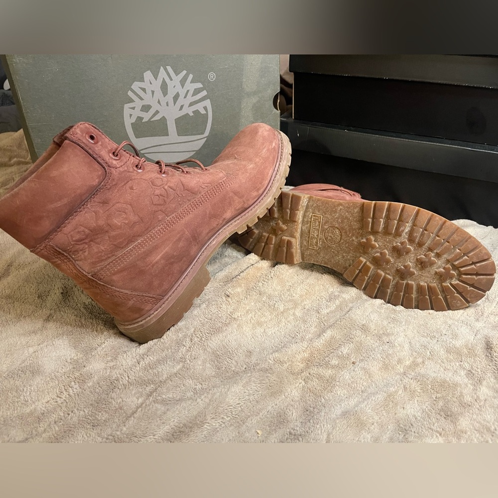 Burgundy Embossed Timberlands